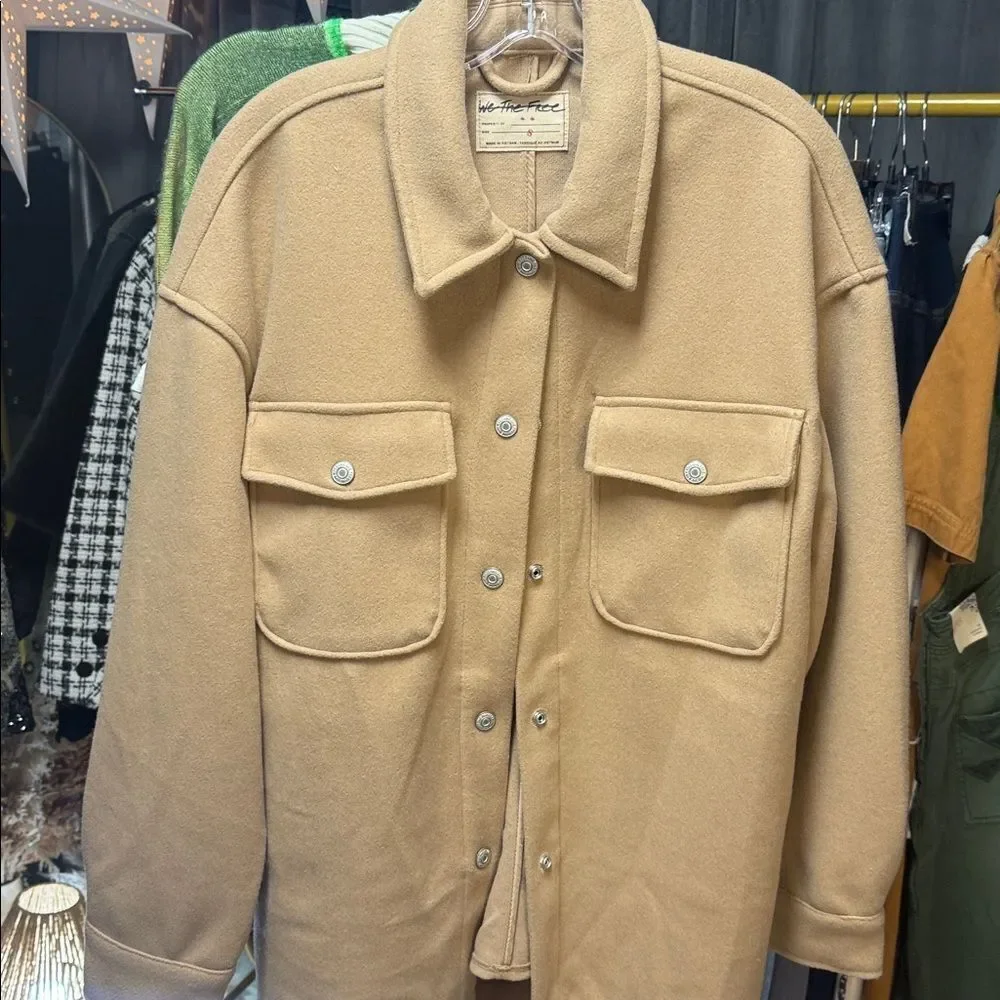 Free People We The Free Lola Shirt Jacket In Camel  NWOT